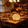 thumbnail image 1 of Hand Woven Rattan Pumpkin LED Lantern, Natural Wicker Pumpkin Light Ornament, Rustic Farmhouse Fall Decor for Halloween Thanksgiving Tabletop Porch Yard Home Holiday Decoration, White, 1 of 5