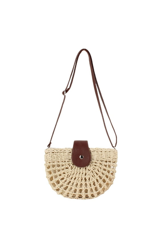 Hand Woven Rattan Straw Bag for Women | Summer Beach Mini Tote Shoulder Purse | Bohemian Style Hollowed-Out Beach Bag | Gift for Mother Wife Girlfriend