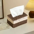 thumbnail image 1 of Hand Woven Rattan Tissue Box Cover | Natural Straw Weaving Paper Towel Holder | Brown Decorative Storage Box for Living Room Bathroom Bedroom | 7.48x5.12x3.94 inches, 1 of 6