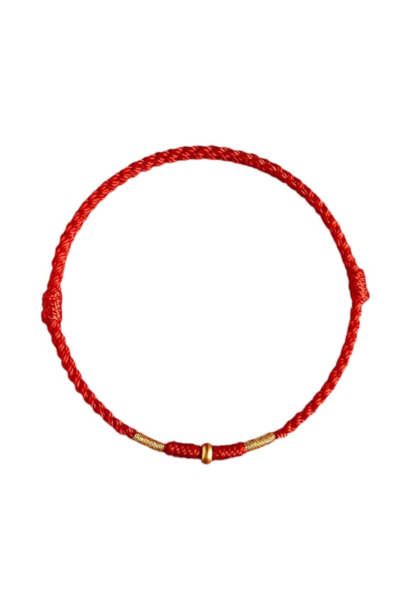Hand Woven Red String for Couples and Friend Golden Bead Handchain Adjustable Good Luck Bangle Accessory