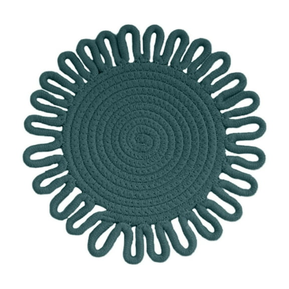 Hand Woven Rope Heat Insulation Pad, 7-Inch Flower Shaped Placemat, Heat Resistant Trivet and Coaster for Pots, Pans, and Hot Mugs