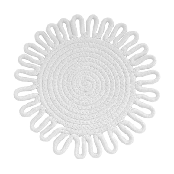 Hand Woven Rope Heat Insulation Pad, 7-Inch Flower Shaped Placemat, Heat Resistant Trivet and Coaster for Pots, Pans, and Hot Mugs