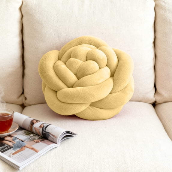 Hand-Woven Rose Pattern Throw Pillow, Thick Lines Sofa Back and Living Room Decorative Accent, 6.7"x6.7"x2.36"