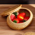 thumbnail image 1 of Hand-Woven Round Rattan Storage Basket with Lid –Durable Wicker Box for Picnic, Decoration, and Multi-Purpose Storage – Eco-Friendly Craftsmanship, 1 of 10