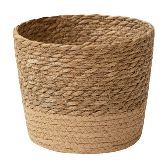 Hand-Woven Seagrass Flower Pot Basket, Multi-Functional Planter & Storage Organizer for Indoor/Outdoor Plants, Decorative Rattan Vase for Home & Garden, B