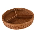 thumbnail image 1 of Hand Woven Serving Basket Imitation Rattan Bread Basket Snack Tray, Handmade Wicker Storage Baskets for Fruits, Vegetables 3 grids, 1 of 8