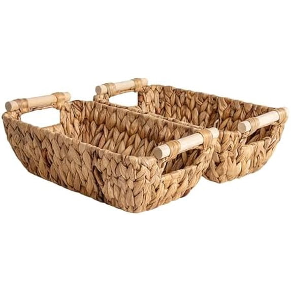 Hand-Woven Small Wicker Baskets, Water Hyacinth Storage Baskets with ...