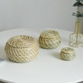 thumbnail image 1 of Hand Woven Storage Basket-Rustic Straw Rattan Basket for Bathroom Kitchen Desktop Organizer Fruit Storage Box Cosmetic Storage Container, 1 of 8