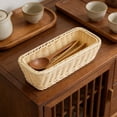thumbnail image 1 of Hand Woven Storage Basket for Home and Office - Durable Plastic Organizing Box for Kitchen, Bathroom, and Desktop Use Beige, 1 of 5
