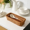 thumbnail image 1 of Hand Woven Storage Basket for Home and Office - Durable Plastic Organizing Box for Kitchen, Bathroom, and Desktop Use Brown, 1 of 5