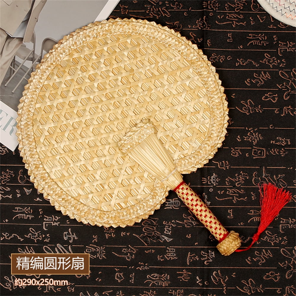 HandWoven Straw Fan Vintage Pufan Chinese Handmade Hand Shaking Fan