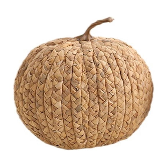 Hand Woven Straw Pumpkin Decor, Natural Braided Pumpkin Ornament for Autumn Harvest Halloween Home Table Window Display Photography Prop