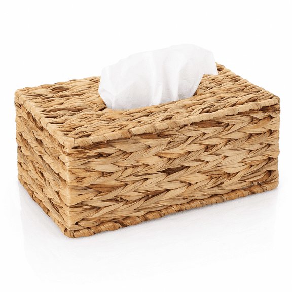 Hand Woven Tissue Box Holder,Rectangular Tissue Box Cover,Rattan Wicker Tissues Box Cover,Decorative Woven Facial Tissue Holder on Table and Barthroom (Rectangle)