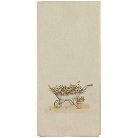 Hand-Woven WILDFLOWER WHEELBARROW Primitive Country Towel, by The Country House