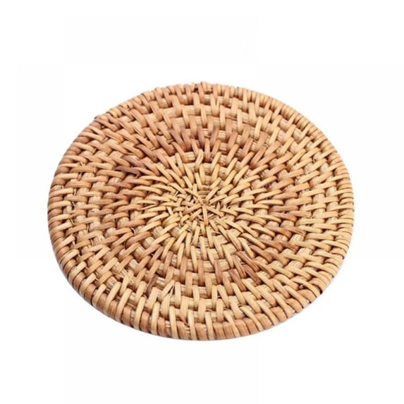 Hand-Woven Water Hyacinth Placemat Round Mat Dining Table Insulation Placemat Round Braided Rattan Tablemats