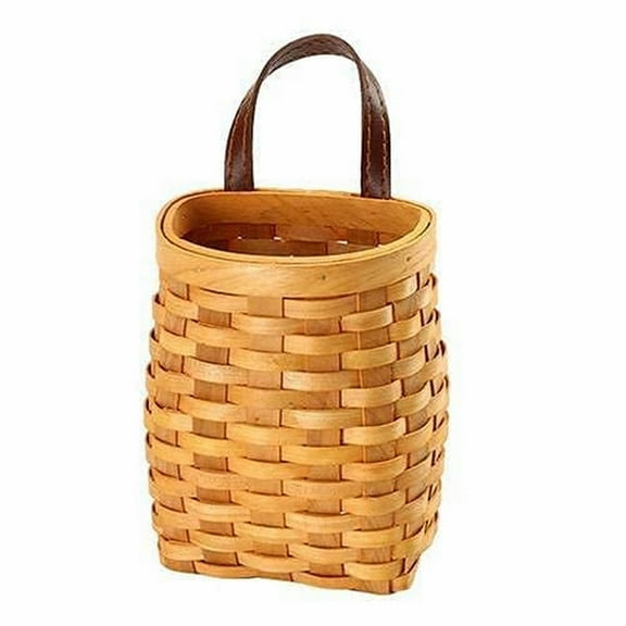 9" H Wicker Woven Wall Mounted Organizer,Hanging Wicker Basket with Foldable Handle,Hanging Basket for Front Door,Handmade Storage for Flowers,Small Plants,Farmhouse and Garden Decor(Khaki)