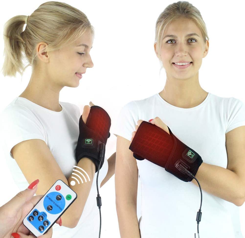 Hand Wrist Heated Brace Wrap, Auto Shut Off Heating Pads with 6 Setting
