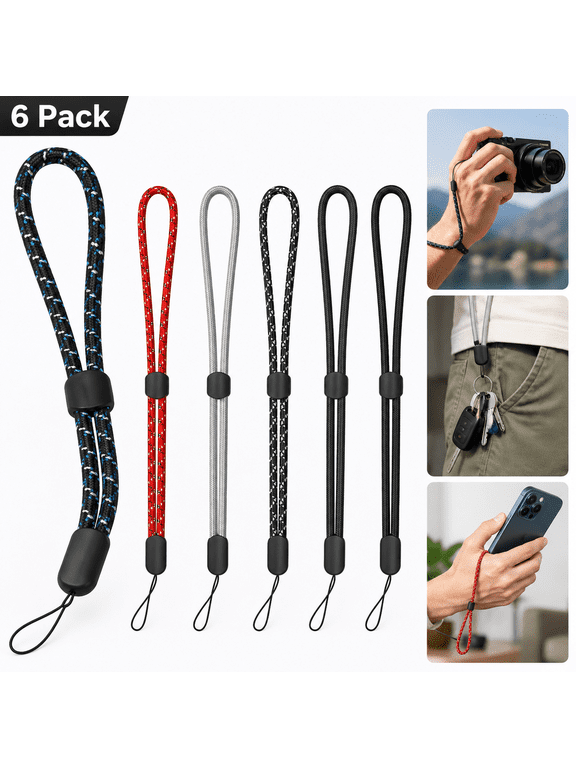 Hand Wrist Strap Lanyard, 6 Pack Adjustable Colorful Nylon Hand Wrist Straps for GoPro, Camera, Keys, Keychain, Phone, USB Flash Drive, Wallet, ID Name Tag Badge (Mixed Vibrant)