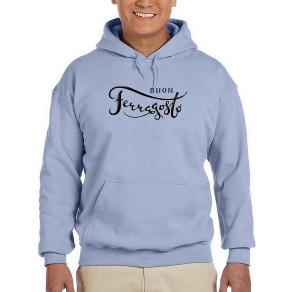 Hand Written Buon Ferragosto Hoodie Men -Image by Shutterstock, Male Large