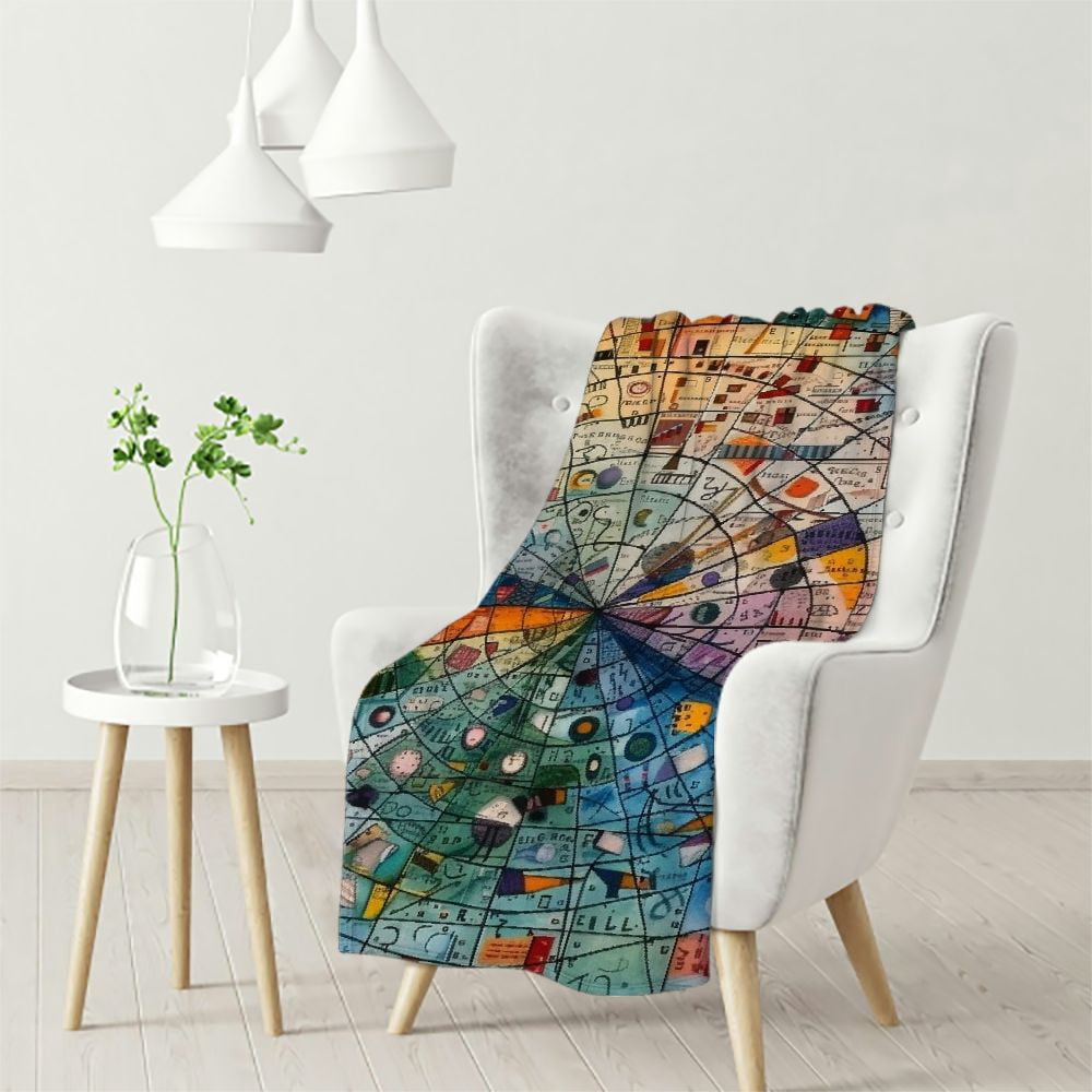 Hand Written Text and Geometrical Shapes Print Throw Blanket for Couch Bed Sofa Formulas Style ...
