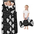 thumbnail image 1 of Hand and Bat Gothic Pattern Teens Toddler Nap Mat with Pillow, Sleeping Mat Bag for Preschool Daycare 59"x22", 1 of 6
