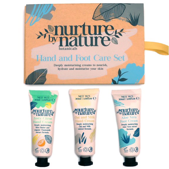Hand and Foot Lotion Gift Set by Nurture by Nature | 3 x 1oz | Deeply Moisturizing Lotion | Perfect Gift for Women