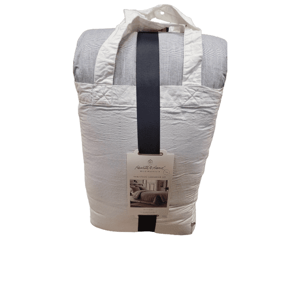 Hand and Hearth - 3PC King Microstripe Comforter & Sham Set Railroad Gray