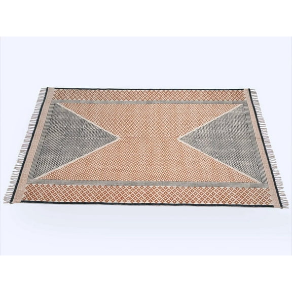 Hand block print rug Handmade rug Woven cotton rug Kitchen living room rug Stair area rug Home decor carpet 10x14 feet rug