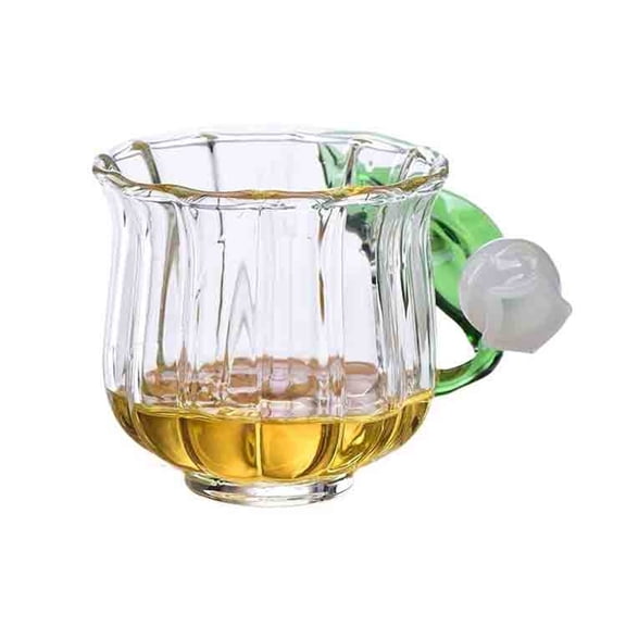 Hand-blown Glass Cup with Lily-of-the-valve Handle, 135ml Clear Borosilicate Glass Coffee/Tea Cups