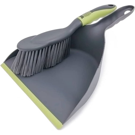 Dust pan and Brush Set, Dust pan Broom, Dust Pans with Brush,Small Broom and Dustpan Set, Handheld Dustpan are Used to Clean Kitchens, Floors, Tables, Around the Fireplace - Gray Green
