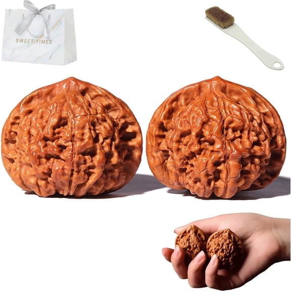 Hand-carved Walnut Massage Ball, Natural Chinese Walnut for Hand Relaxation and Stress Relief Tool
