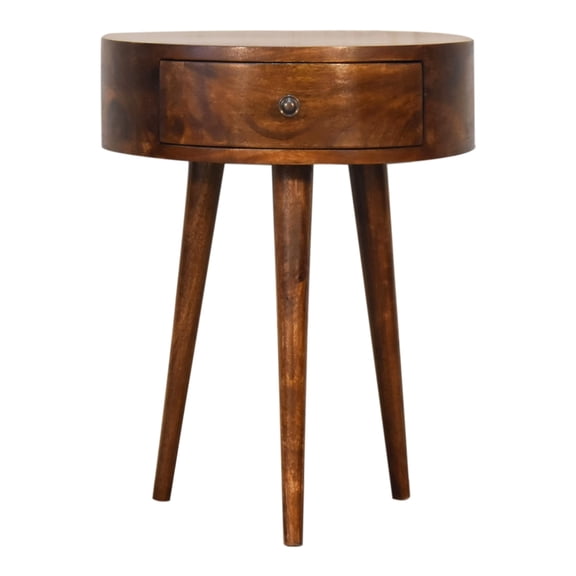 Hand - crafted Semi - Circle Nightstand | Ideal for Bedside | 100% Solid Mango Wood | Coordinates with Furniture