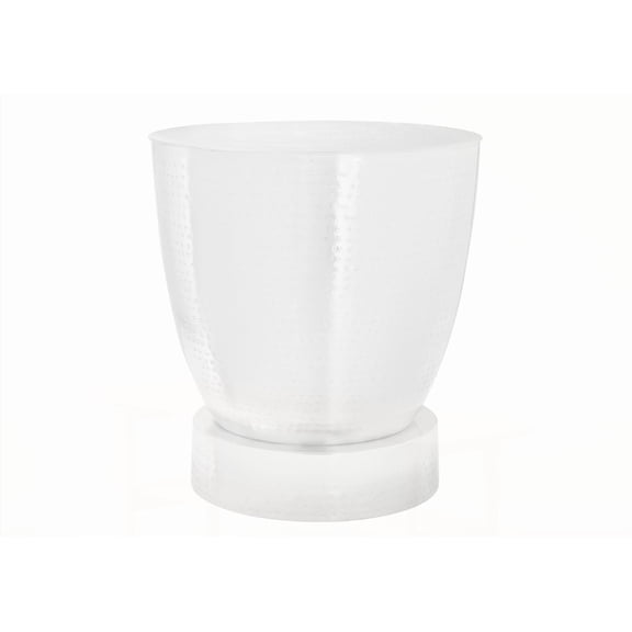 Hand-crafted White Metal Drum Accent Table for Living/Bedroom