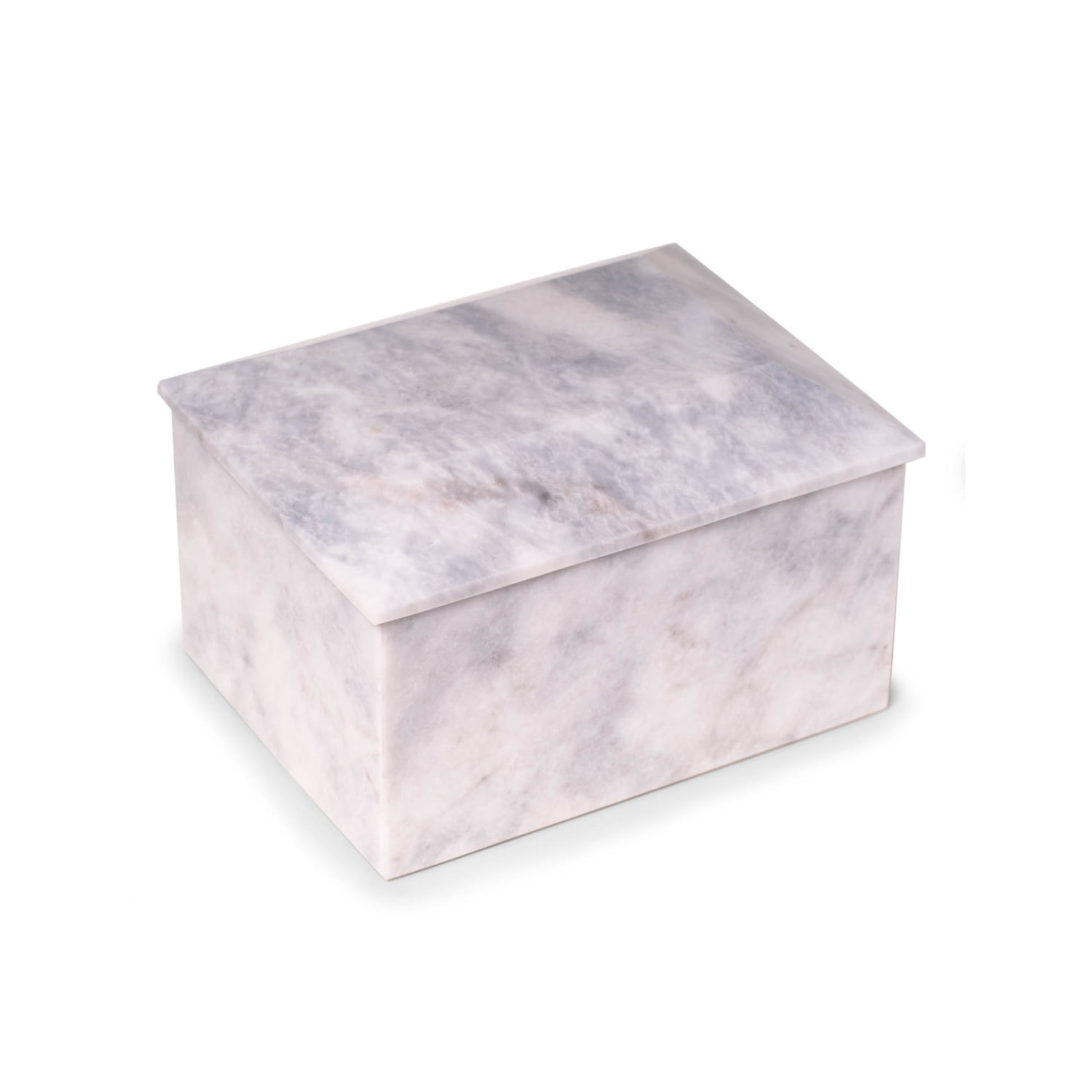 Hand crafted soft white genuine marble adult size urn for human ashes.