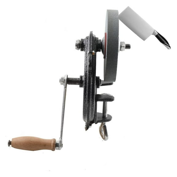 Hand-cranking Knife Sharpener for Hunting, Heavy Duty Knife Sharpener System Bearing Type 6 Inches DIY Polishing Machine Tool Grinder Marble Polishing Wheel