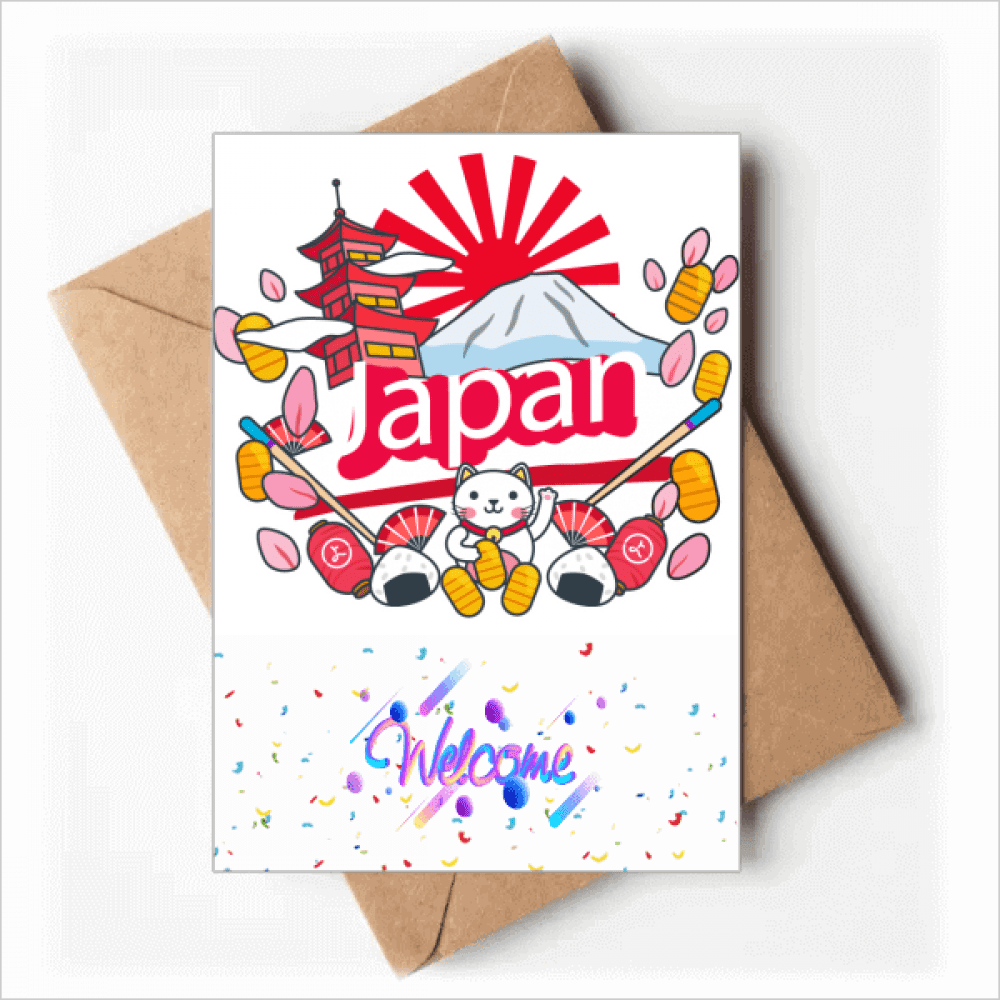 Hand-decorated Japan Pattern Welcome Back Greeting Cards Envelopes Blank