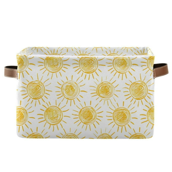 Hand-draw Sun Storage Bins with Handle Fabric Organizer Basket Foldable Box 1 Pack 14.2x10.2x8.3