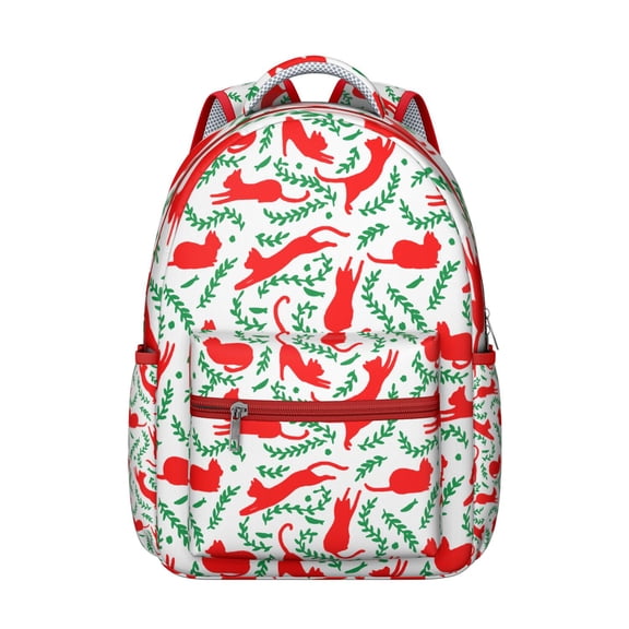 Hand-drawn Cat Graphic Student School Backpack with Cute Cat and Pet Lover Design Artistic Watercolor Print Book Bag