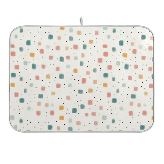 Hand-drawn Cute Square Dish Drying Mat 16x18 Absorbent Microfiber Draining Rack Pad for Kitchen Counter Sink