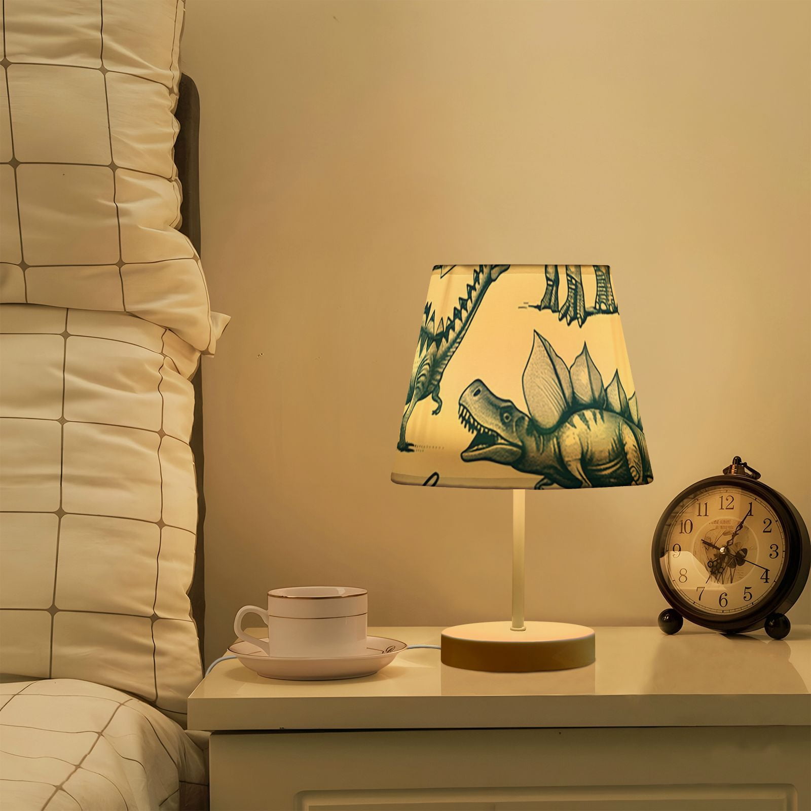 Hand-drawn Dinosaurs LED Desk Lamp Table Lamp USB Bedside Nightstand Small Lamp for Bedroom Living Room Kids Room