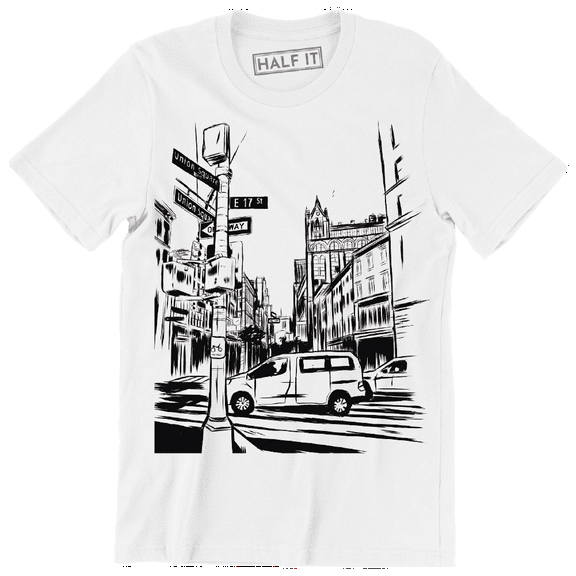 Hand drawn New York City Cool Cabs And Street Sign Men's T-Shirt