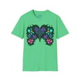 thumbnail image 1 of Hand drawn art with a Cross, Heart & Flowers on a Unisex Softstyle T Shirt, 1 of 4