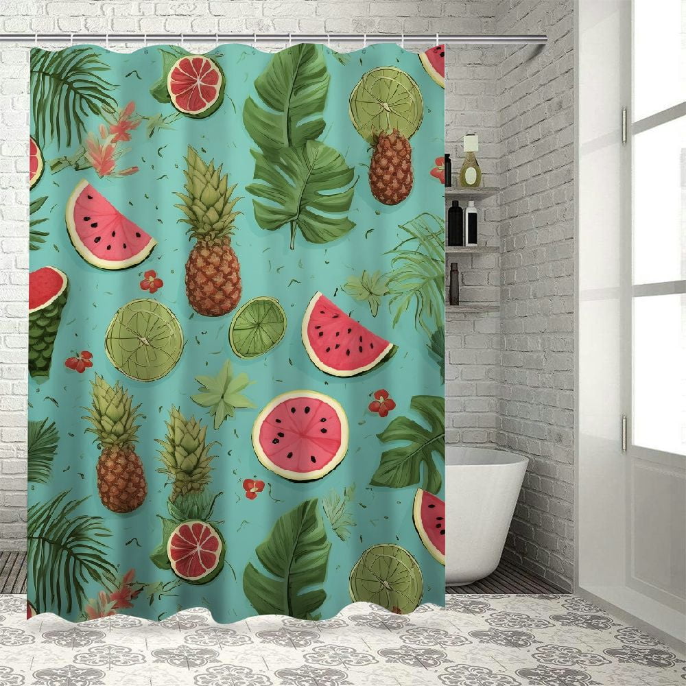 Hand drawn fruits Patterned Shower Curtain, Waterproof Fabric Shower