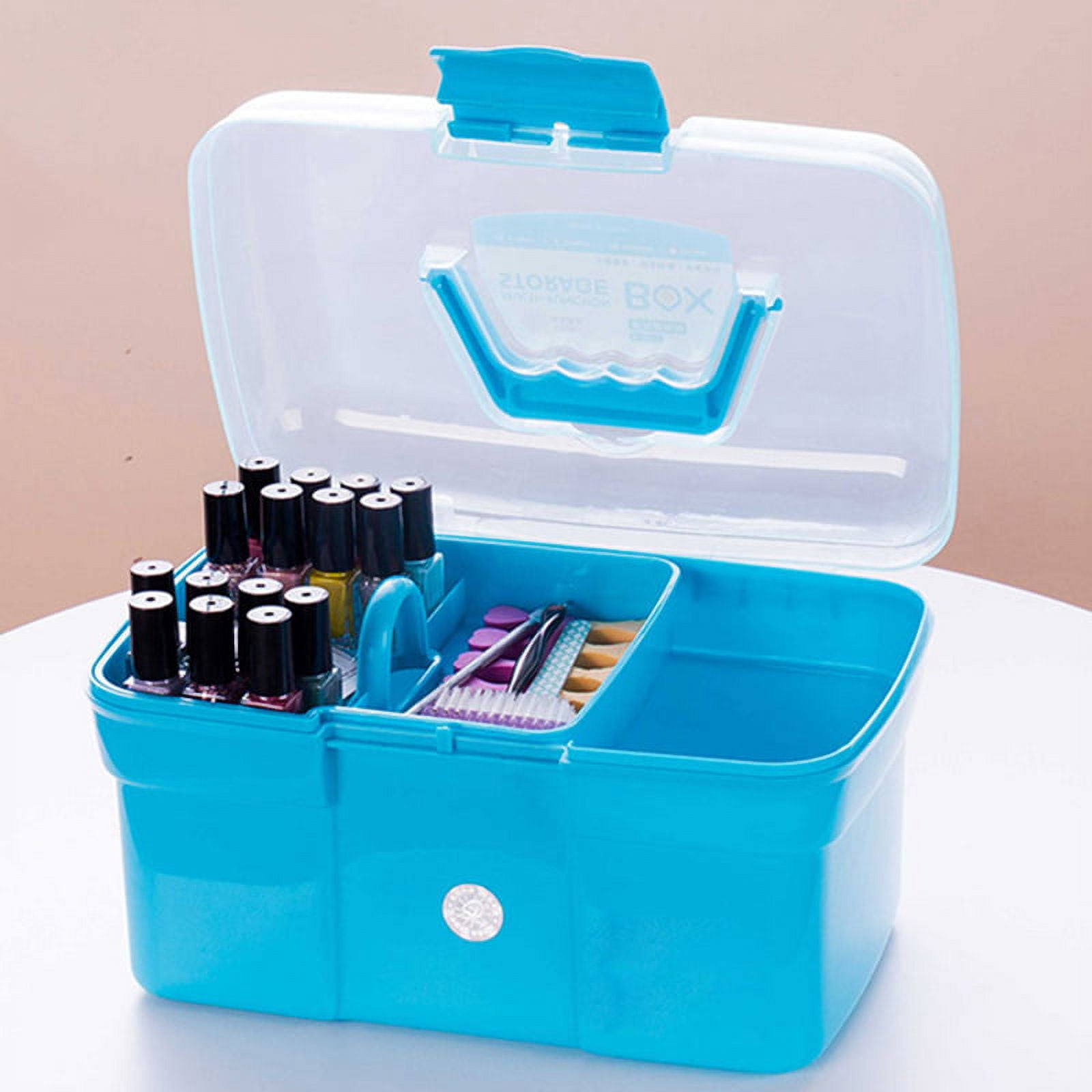 Hand-Held Desktop Nail Art Storage Box Plastic Scissors Makeup Organizer  Jewelry Polish Pen Container Manicure Tool Case
