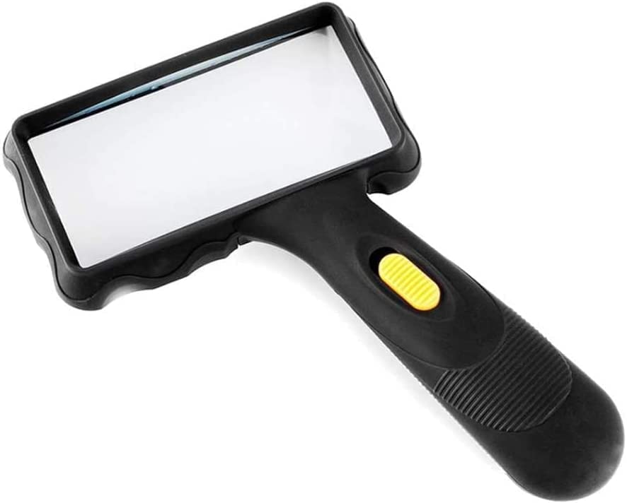 Handheld Rectangular Magnifying Glass, LED Light Magnifier, 10X