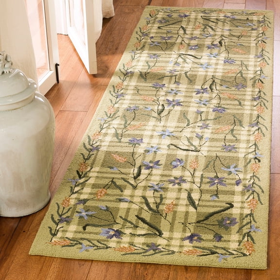 Hand-hooked Gardens Green Wool Rug - 3'9" x 5'9"