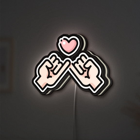 Hand in Hand 3D Novelty Light Box, Romantic Couple Lamp Decor with Pinky Promise, Ideal for Love and Wedding Gifts (Height 12 inch, 30cm)