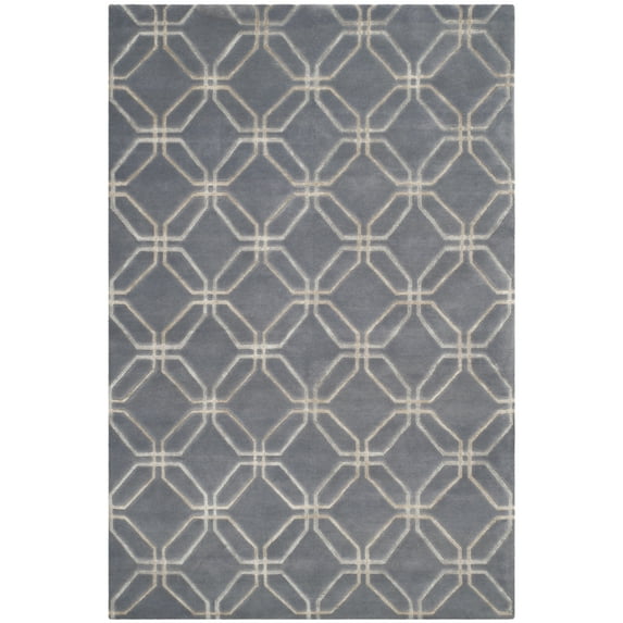 Hand-knotted Tibetan Modern Geometric Blue Wool Rug - 6' x 9'