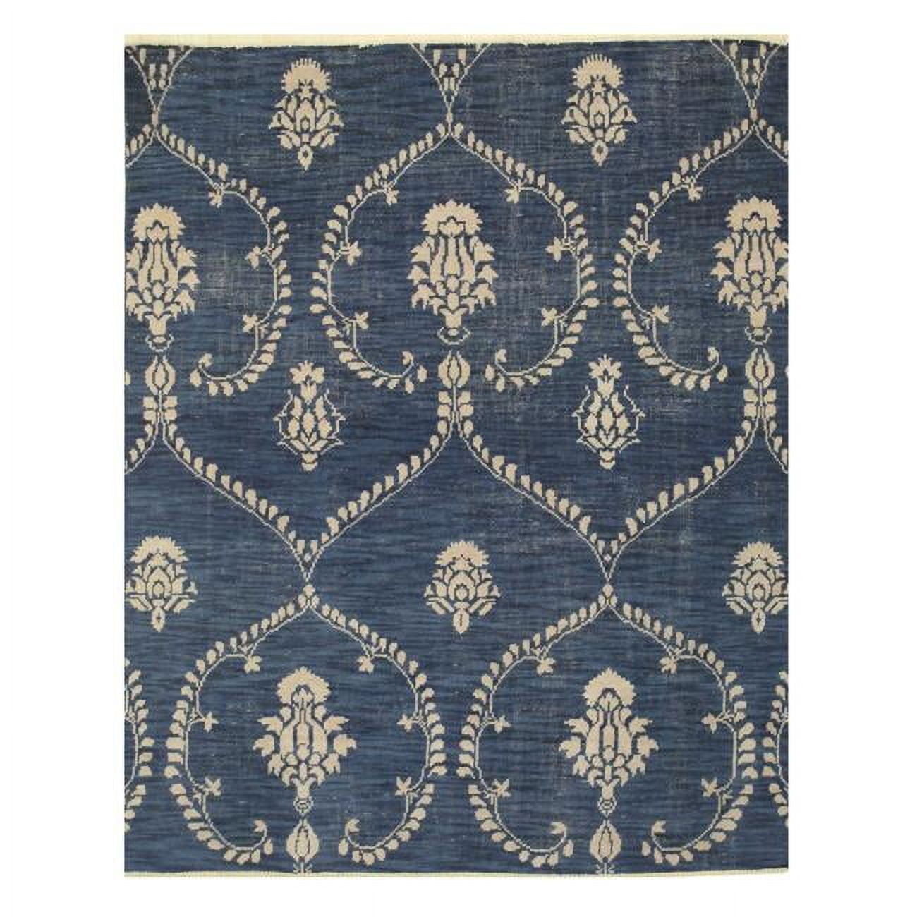 Hand-Knotted Blue Wool 10' x 14' Traditional Rug