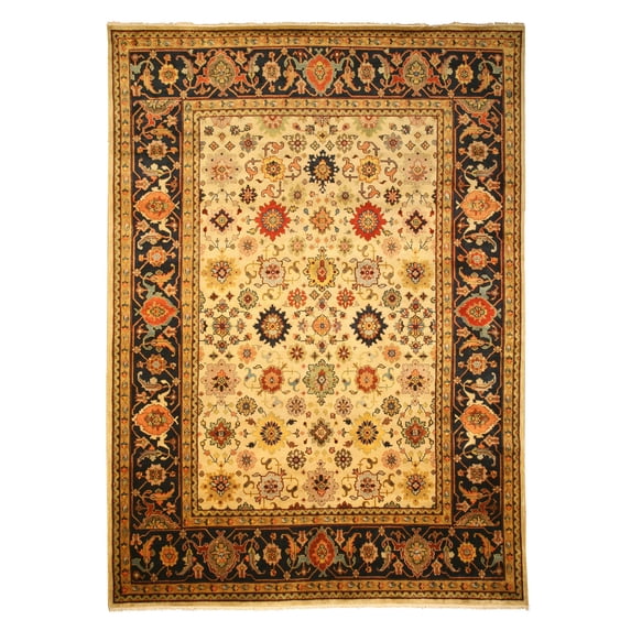 Hand-knotted Wool Ivory Traditional Oriental Ivory Super Mahal Rug